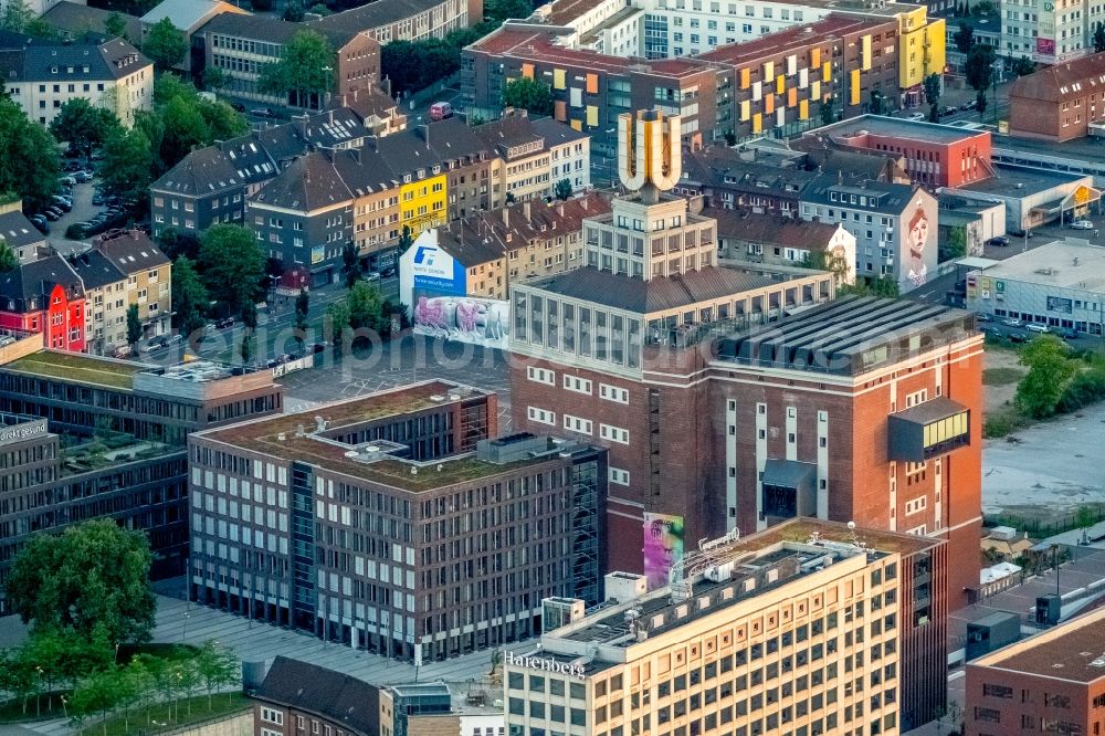 Aerial image Dortmund - Landmark Dortmunder U close to the city center of Dortmund in the Ruhr region in the state of North Rhine - Westphalia. The industrial complex and tower was originally home to the Union brewery. Today it is a culture, arts and creative hub and is home to the Museum Ostwall