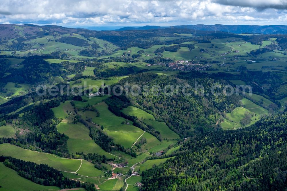 Sankt Peter from above - Forest and mountain scenery in Sankt Peter in the state Baden-Wuerttemberg, Germany