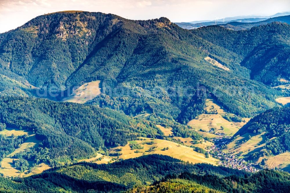 Aerial photograph Kleines Wiesental - Forest and mountain scenery Belchen in Suedschwarzwald in Kleines Wiesental in the state Baden-Wurttemberg, Germany