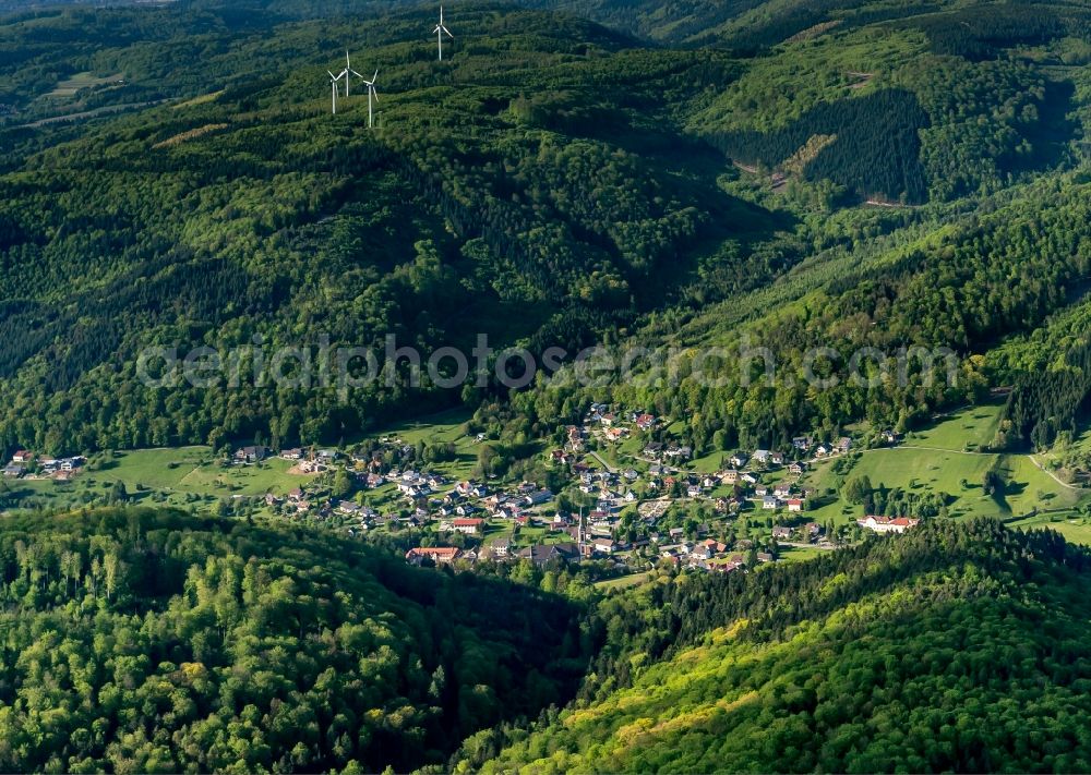 Aerial image Ettenheimmünster - Forest and mountain scenery in Ettenheimmuenster in the state Baden-Wuerttemberg