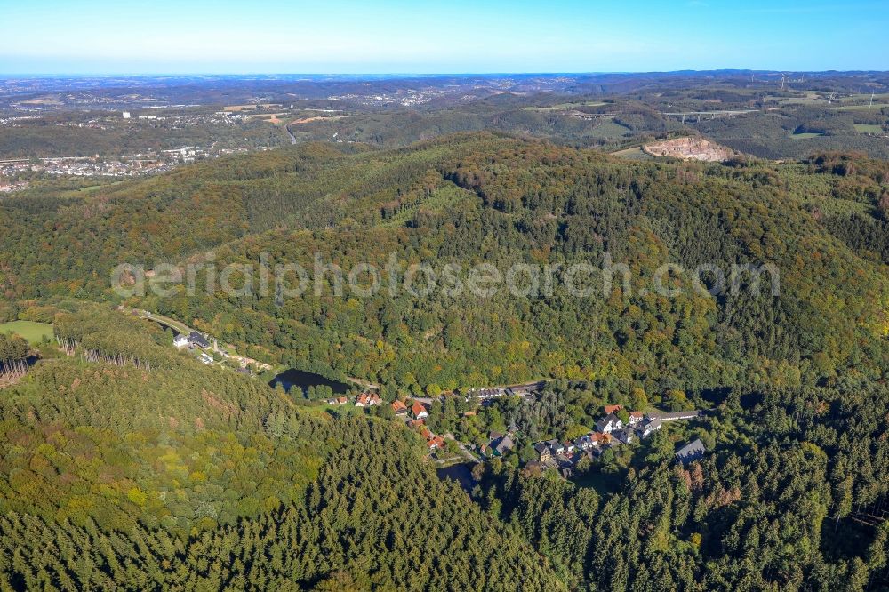 Hagen from the bird's eye view: Forest and mountain scenery in Hagen in the state North Rhine-Westphalia, Germany