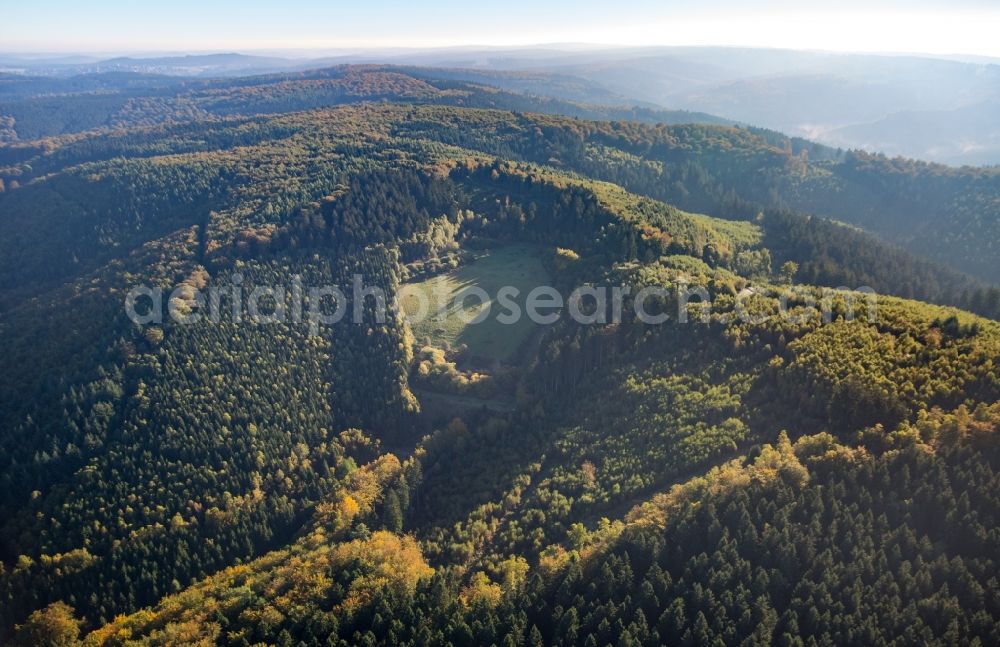 Aerial image Arnsberg - Forest and mountain scenery of the Lattenberg in Arnsberg in the state North Rhine-Westphalia