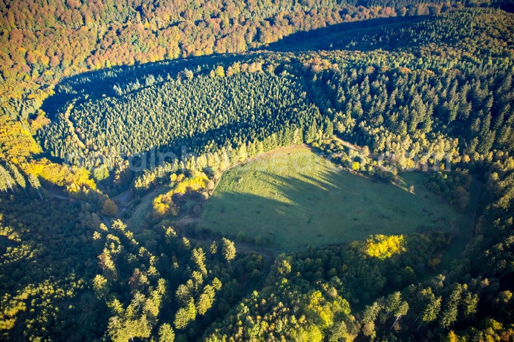 Aerial photograph Arnsberg - Forest and mountain scenery of the Lattenberg in Arnsberg in the state North Rhine-Westphalia