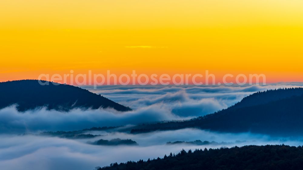 Lindelbrunn from the bird's eye view: Forest and mountain scenery in Lindelbrunn in the state Rhineland-Palatinate, Germany