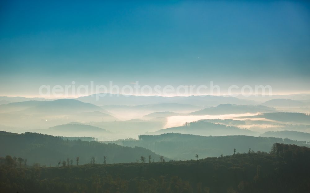 Aerial photograph Meschede - Forest and mountain scenery in Meschede in the state North Rhine-Westphalia