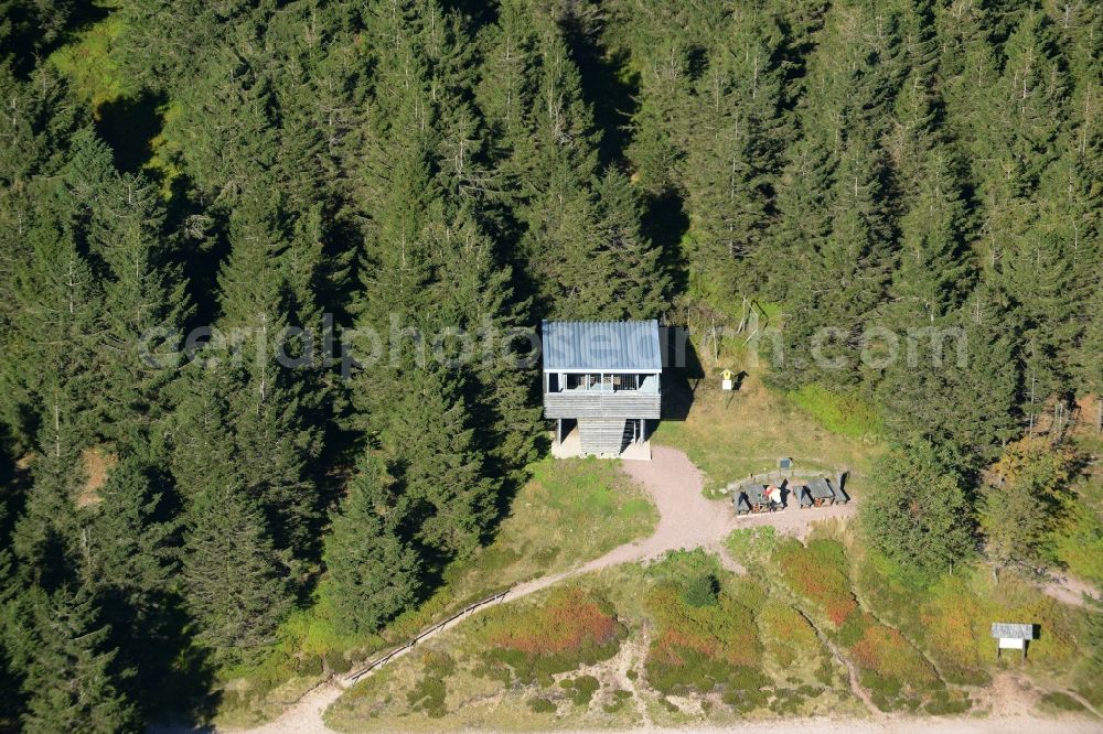 Aerial photograph Gehlberg - Forest and mountain scenery on Plaenckners Aussicht Grosser Beerberg in Gehlberg in the state Thuringia