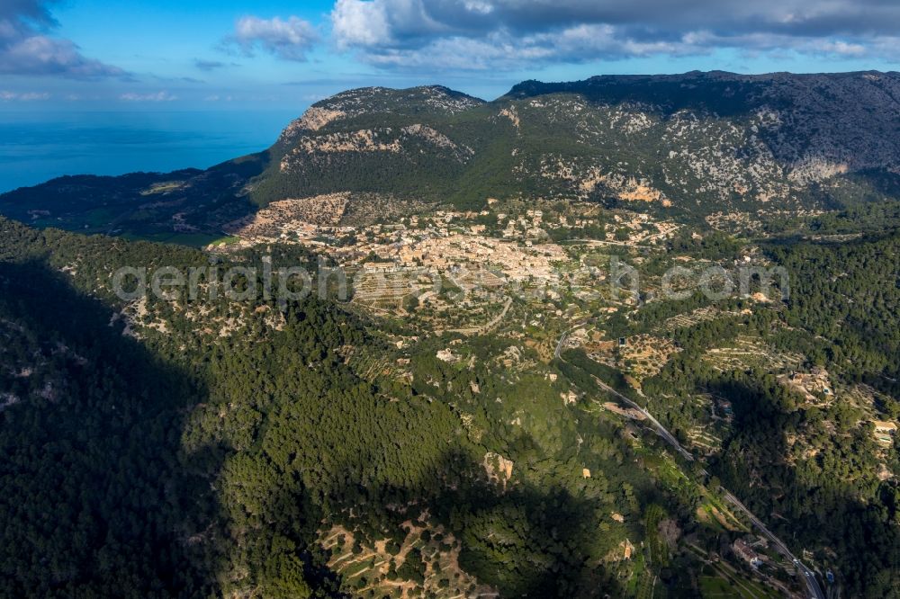 Aerial image Valldemosa - Forest and mountain scenery in Valldemossa in Balearic island of Mallorca, Spain