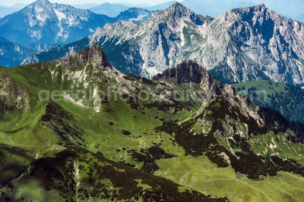 Aerial image Vordernberg - Forest and mountain scenery in Vordernberg in Steiermark, Austria