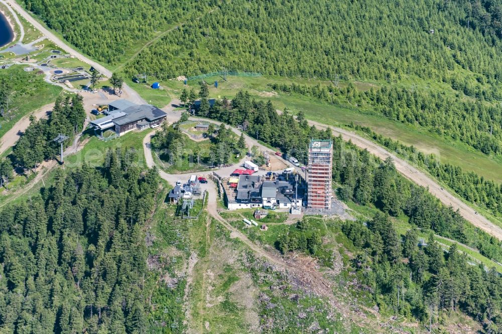 Aerial photograph Braunlage - Forest and mountain scenery at Wurmberg in Braunlage in the state Lower Saxony, Germany