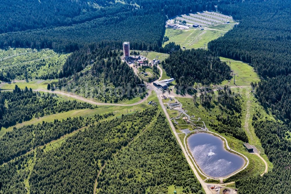 Aerial photograph Braunlage - Forest and mountain scenery at Wurmberg in Braunlage in the state Lower Saxony, Germany