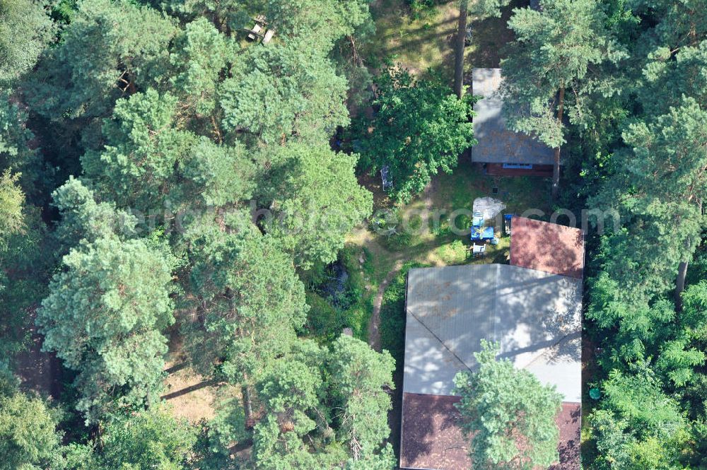 Schorfheide OT Böhmerheide from above - View of forest areas and buildings of the settlement Bohemian Heath, a district of Schorfheide in Brandenburg