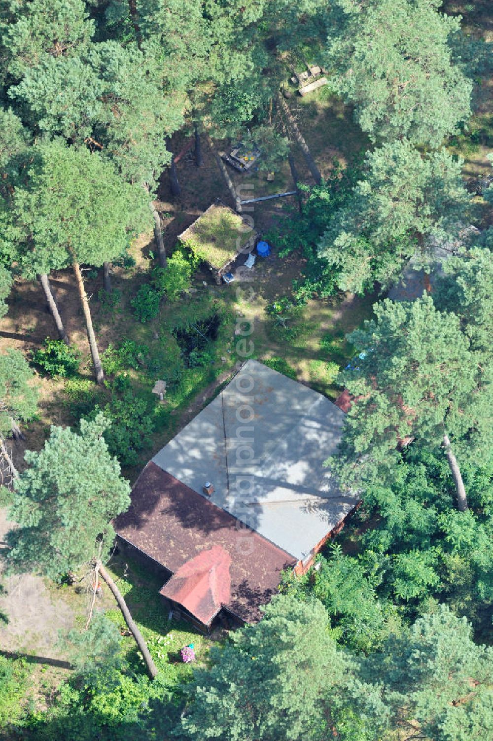 Schorfheide OT Böhmerheide from the bird's eye view: View of forest areas and buildings of the settlement Bohemian Heath, a district of Schorfheide in Brandenburg