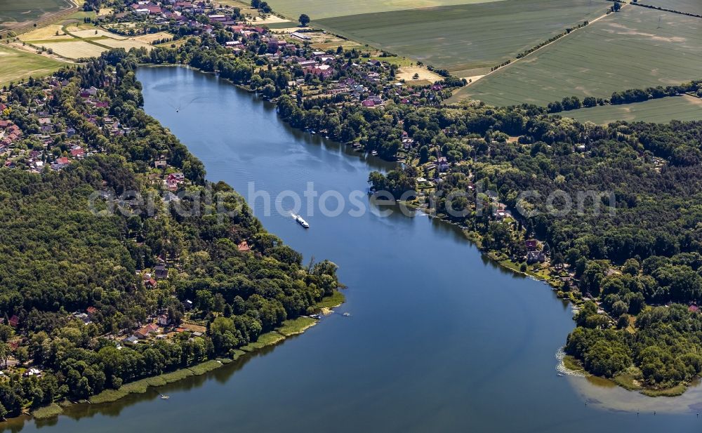 Aerial image Neuruppin - Woodlands in the east shore of the Ruppiner lake in the district guild sound in Neuruppin in the federal state Brandenburg