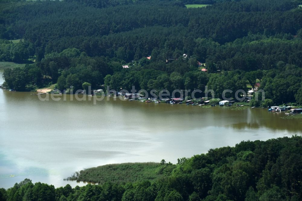 Aerial photograph Wittstock/Dosse - Forests on the shores of Langhagen lake in Wittstock/Dosse in the state Brandenburg