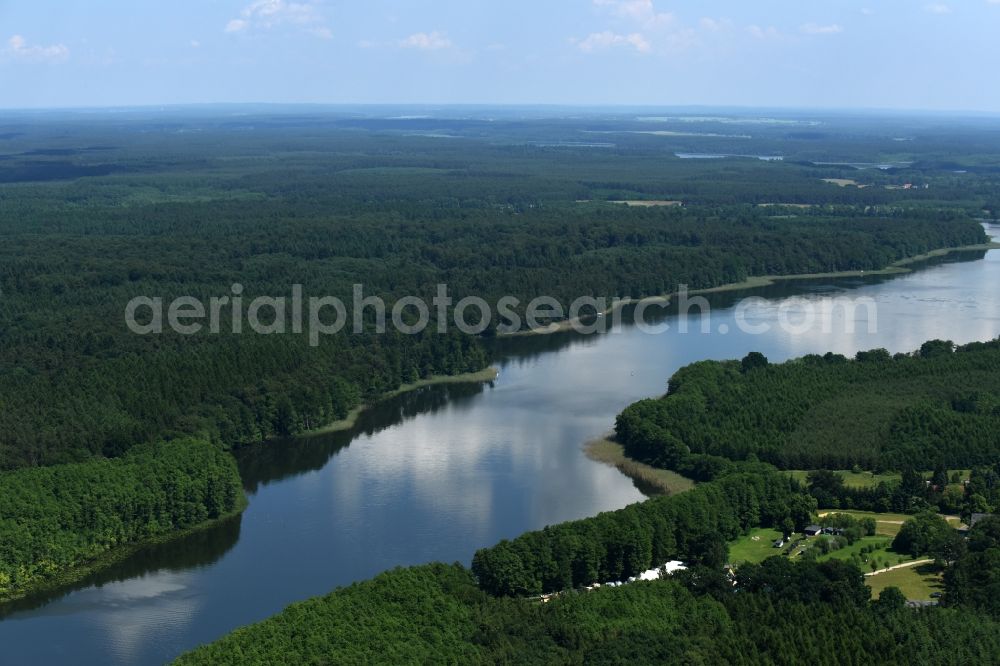 Aerial image Fleeth - Forests on the shores of Lake Moessensee in Fleeth in the state Mecklenburg - Western Pomerania