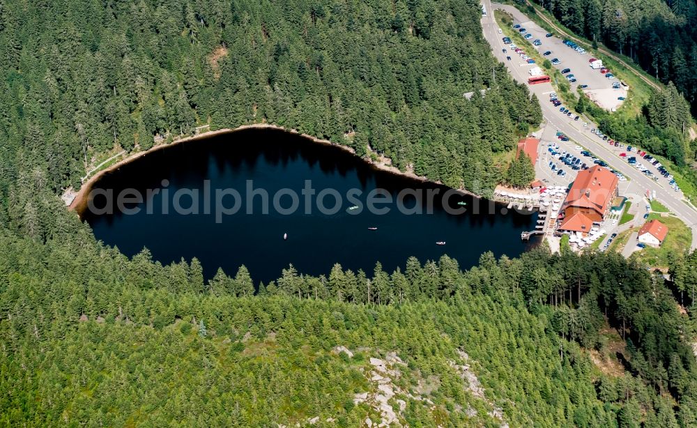 Seebach from the bird's eye view: Forests on the shores of Lake Mumelsee , Ortenau , Hornisgrinde in Seebach in the state Baden-Wuerttemberg, Germany