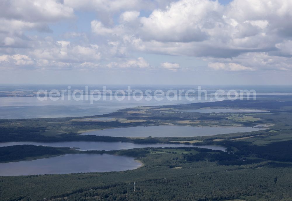 Rechlin from above - Forests on the shores of Lake Specker See - Hofsee - Mueritz in Rechlin in the state Mecklenburg - Western Pomerania