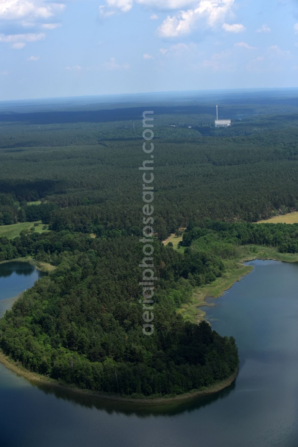 Aerial photograph Feldgrieben - Forests on the shores of Lake Witwesee in Feldgrieben in the state Brandenburg