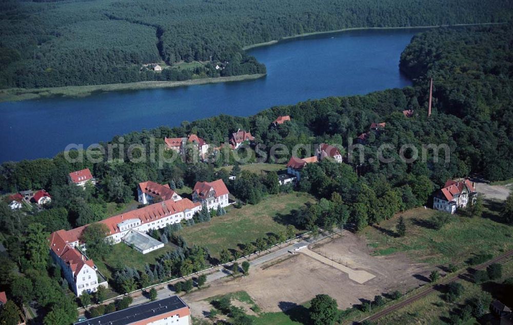 Aerial image Lychen - Blick auf ehemaliges russisches Militärlazarett am Zenssee.