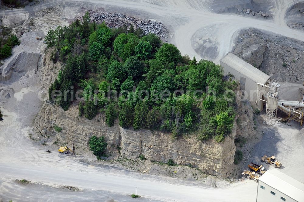 Themar from above - Forest Island in a quarry near Themar in Thuringia