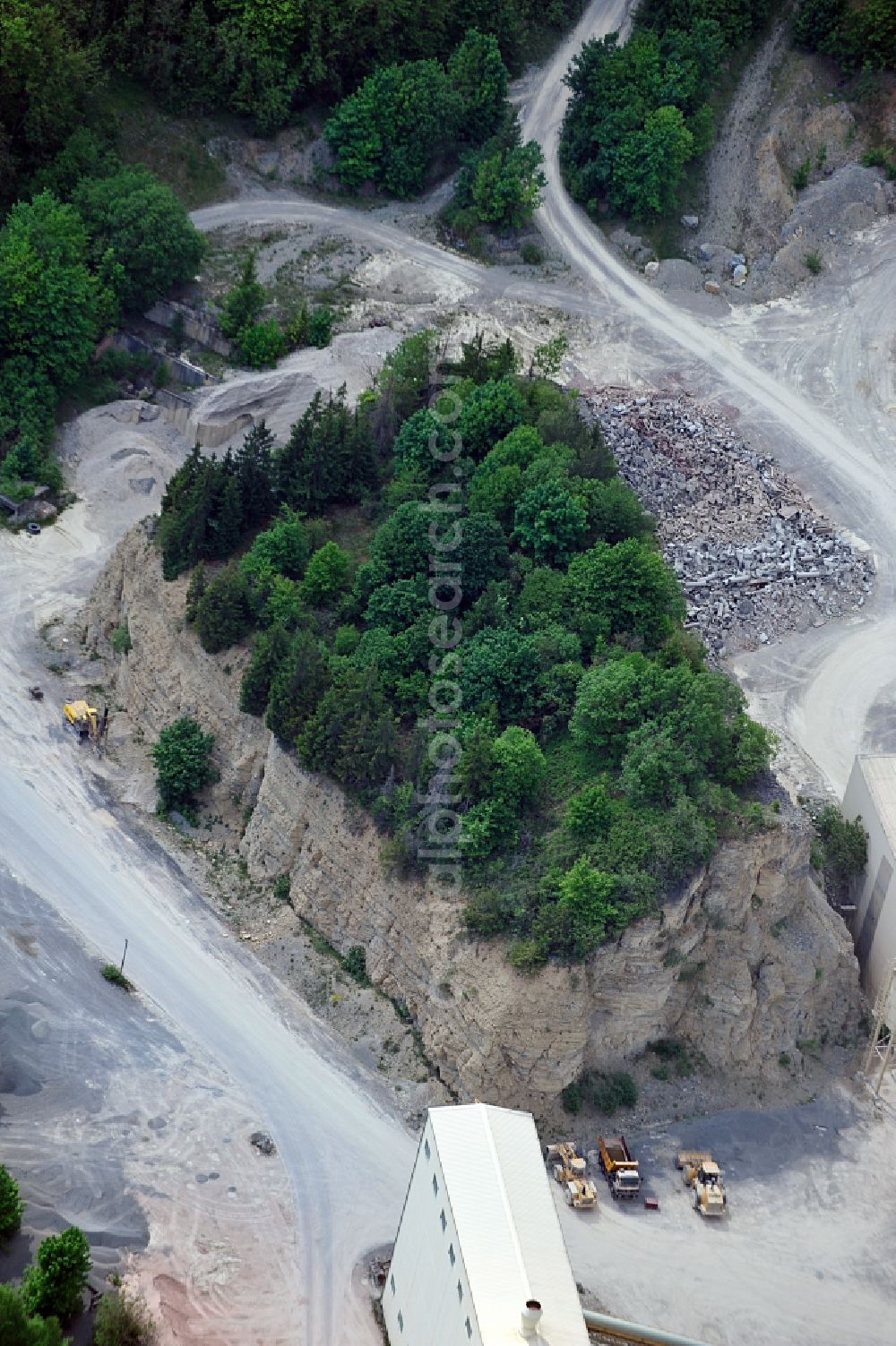 Themar from the bird's eye view: Forest Island in a quarry near Themar in Thuringia