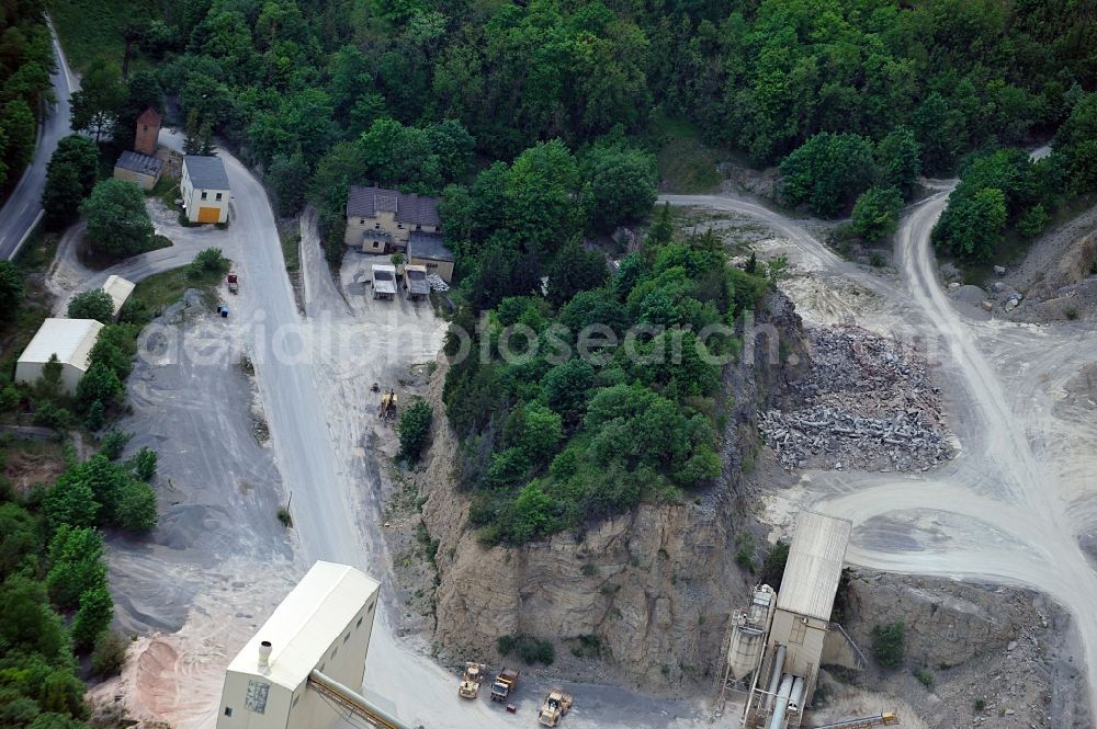 Aerial image Themar - Forest Island in a quarry near Themar in Thuringia