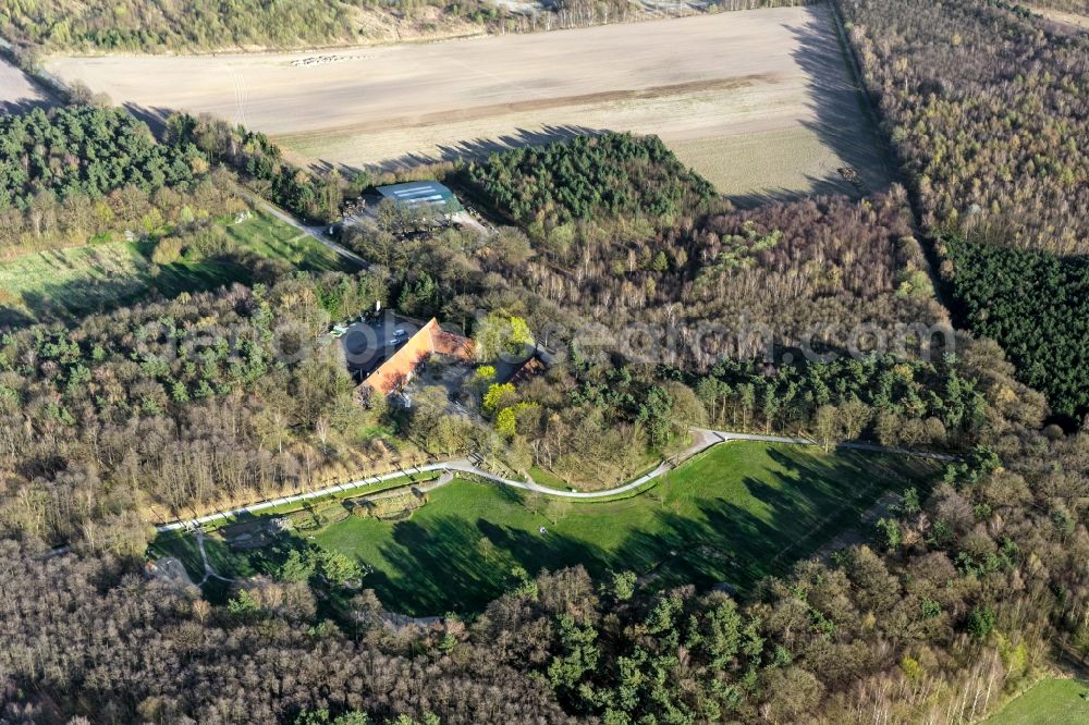 Aerial photograph Bottrop - View of the forest centre Heidhof in the district of Kirchhellen in Bottrop in the state of North Rhine-Westphalia