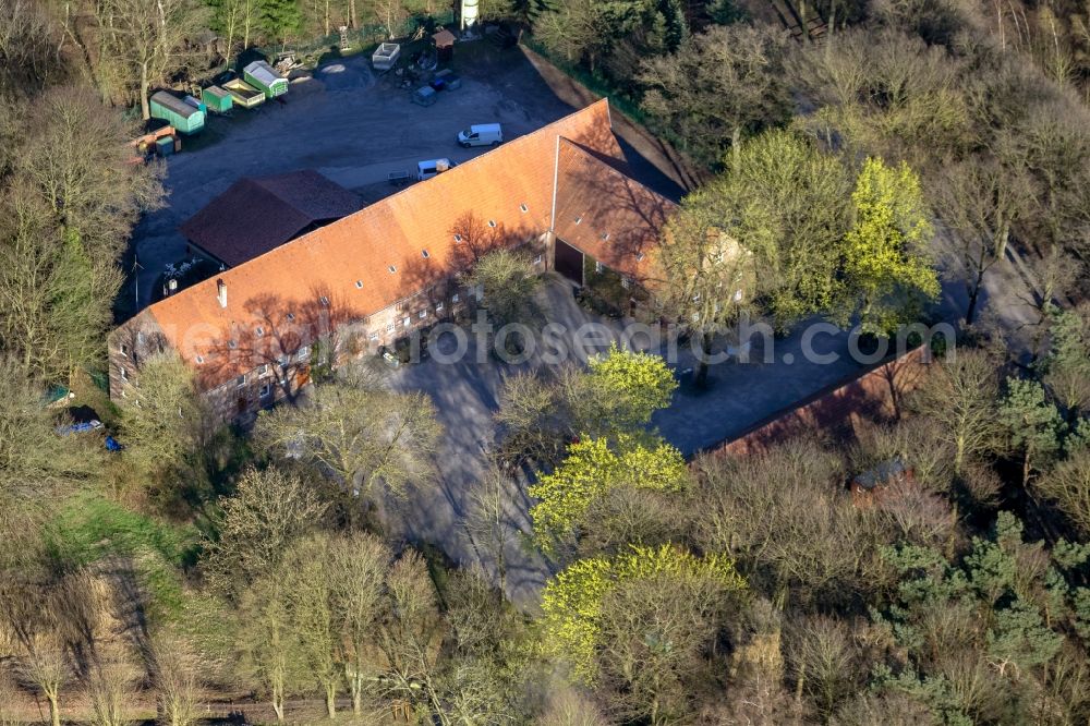 Bottrop from above - View of the forest centre Heidhof in the district of Kirchhellen in Bottrop in the state of North Rhine-Westphalia