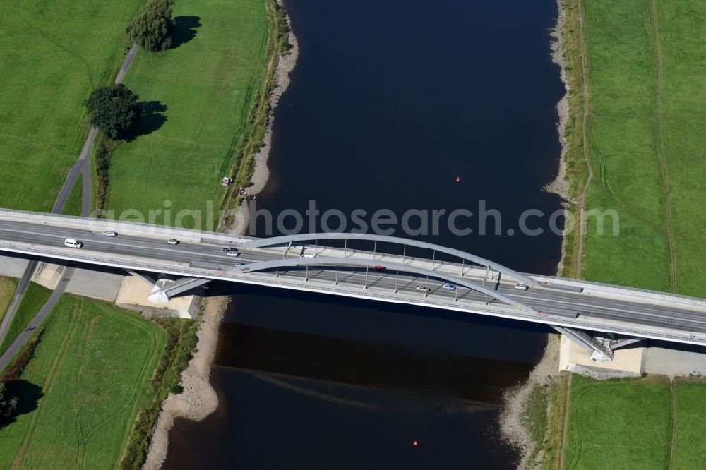 Aerial photograph Dresden - Waldschloesschenbruecke on the river Elbe in Dresden in Saxony