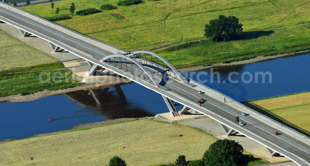 Dresden from above - Waldschloesschenbruecke on the river Elbe in Dresden in Saxony