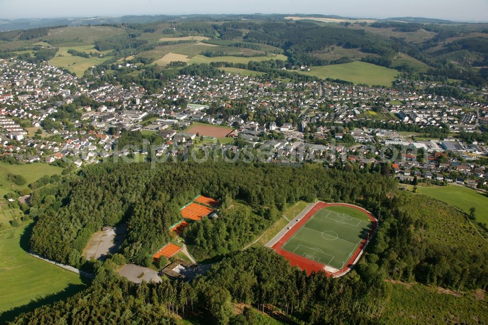 Aerial photograph Neuenrade - View of the stadium Waldstadion in Neuenrade in the state North Rhine-Westphalia