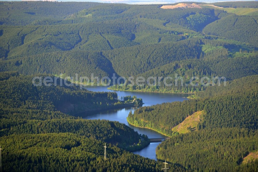 Schulenberg from above - Conversely Benes forest terrain of Okerstausee at school in the Upper Harz Mountains in Lower Saxony