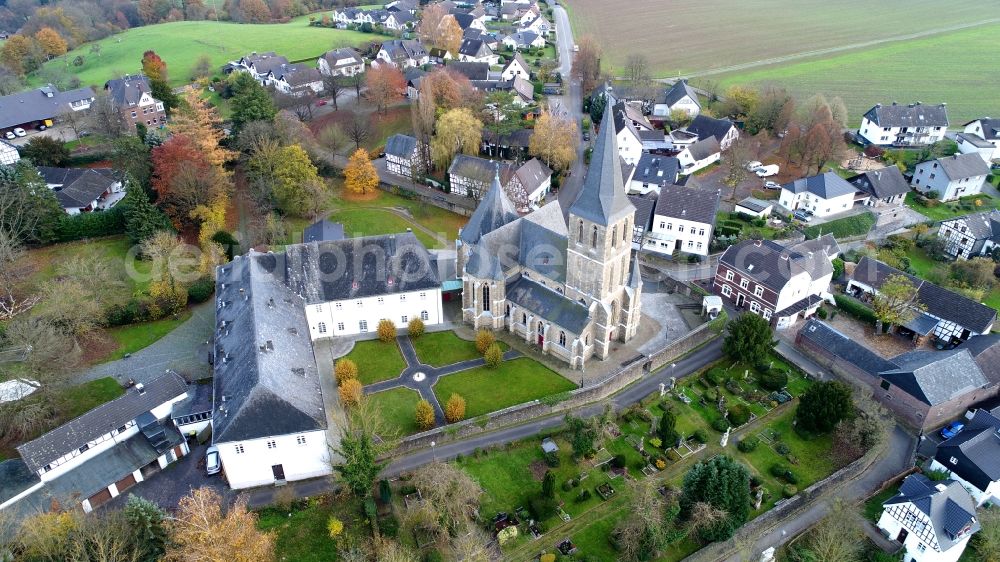 Aerial image Hennef (Sieg) - Pilgrimage Church to the Sorrowful Mother of God in Boedingen in the state North Rhine-Westphalia, Germany