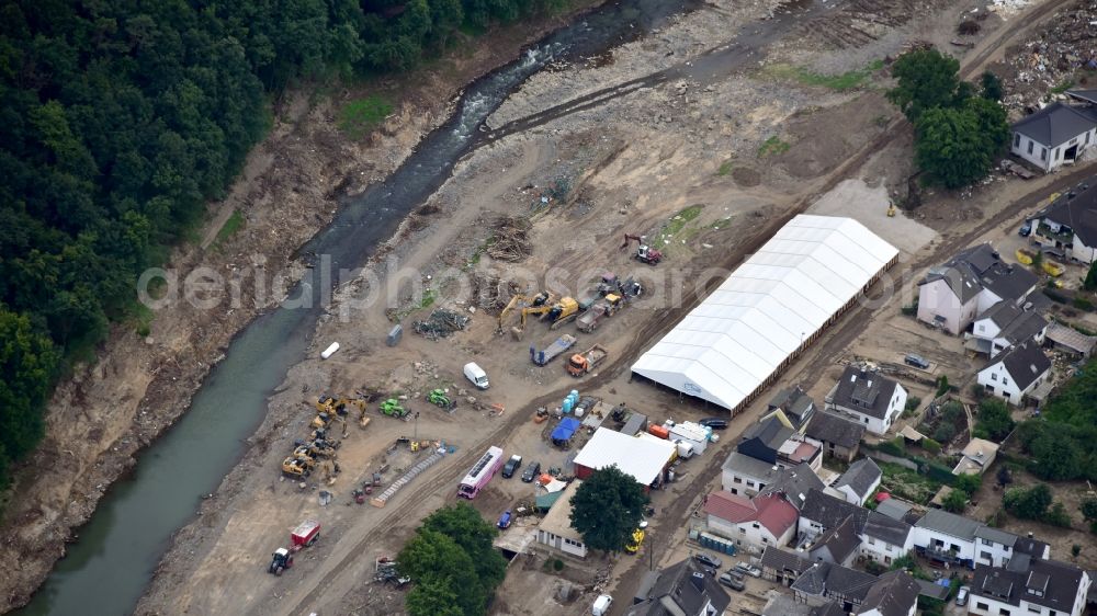 Aerial image Bad Neuenahr-Ahrweiler - Walporzheim after the flood disaster in the Ahr valley this year in the state Rhineland-Palatinate, Germany