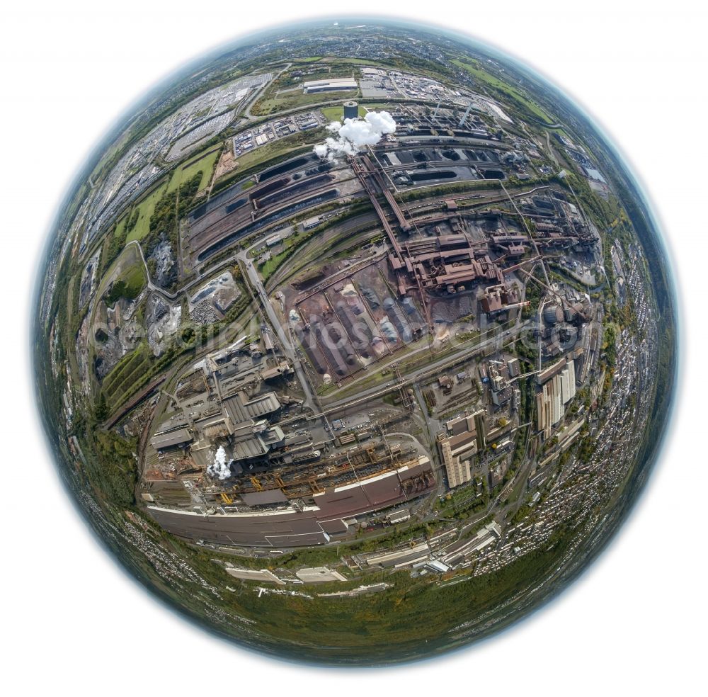 Aerial image Dillingen - Fish - eye - view of Mill Dillinger Hütte - Europe's biggest heavy-plate mill in Dillingen in Saarland