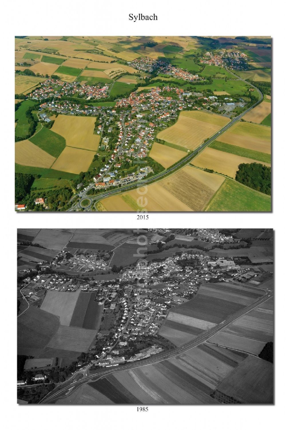 Sylbach from the bird's eye view: And 1985 village - view change of Sylbach in the state Bavaria