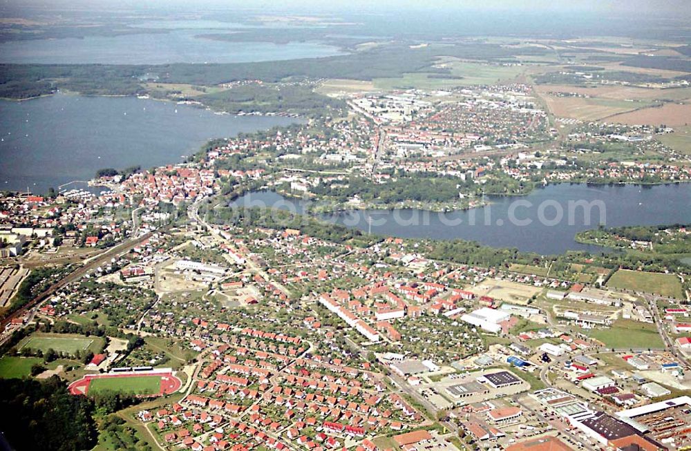 Waren / Müritz from above - Waren/Müritz in Mecklenburg Vorpommern Stadtansicht von Waren von Osten her