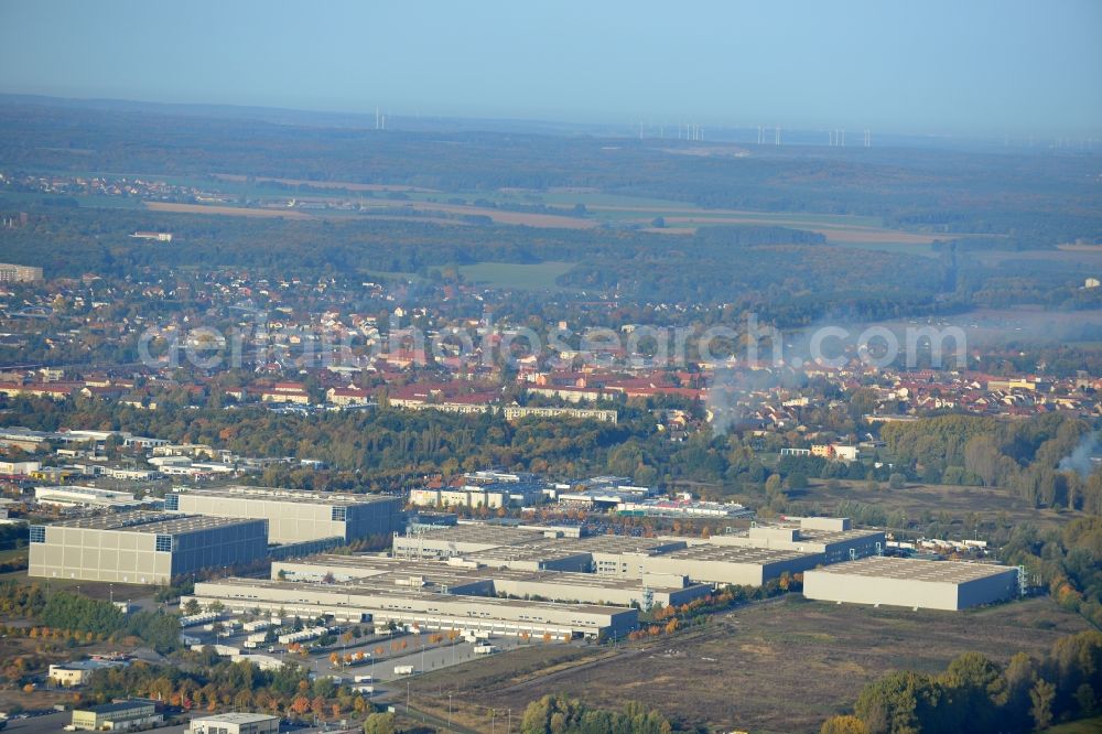 Haldensleben from above - View of the logistic center in Haldensleben. The goods distribution in Haldensleben was in the course of the expansion of Otto Versand expanded to 15,000 square meters