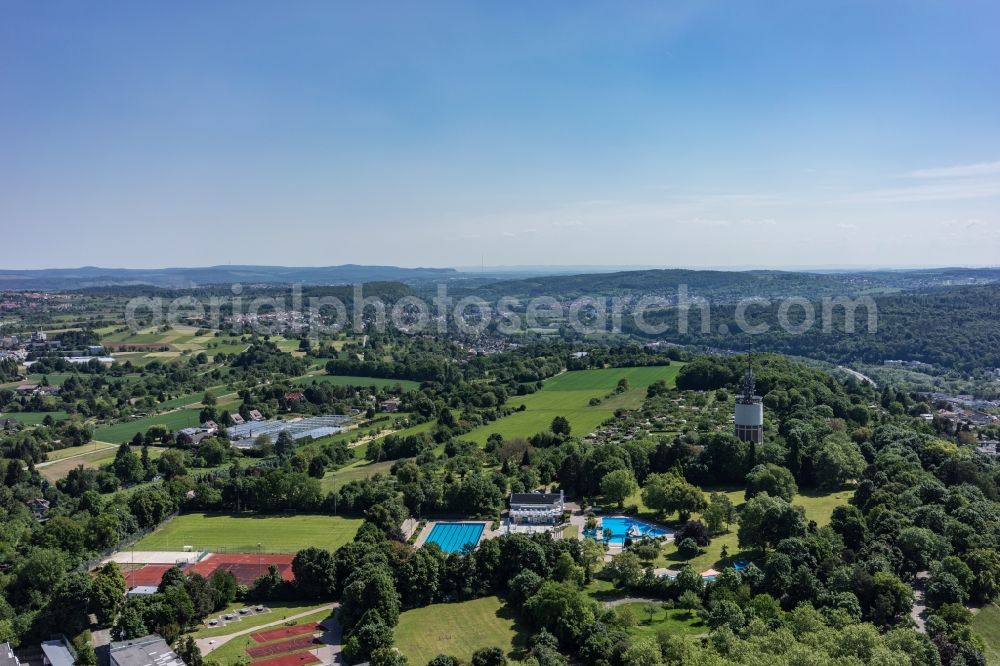 Pforzheim from above - Wartberg pool in Pforzheim in the state Baden-Wuerttemberg