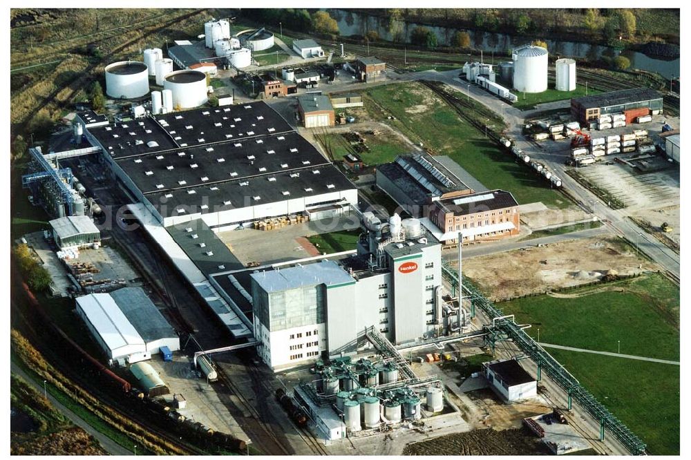 Genthin from above - Waschmittelwerk der HENKEL AG (SPEE-Werk) in Genthin - Sachsen - Anhalt.