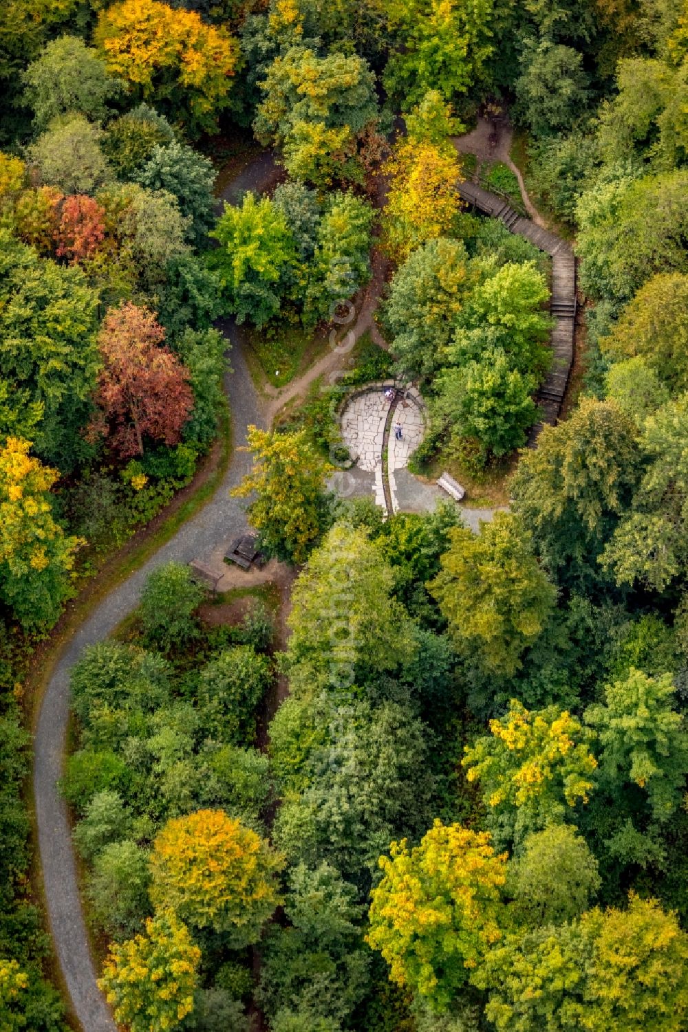 Aerial photograph Winterberg - Source of water in the nature reserve Ruhrquelle on Rothaarsteig in Winterberg in the state North Rhine-Westphalia, Germany