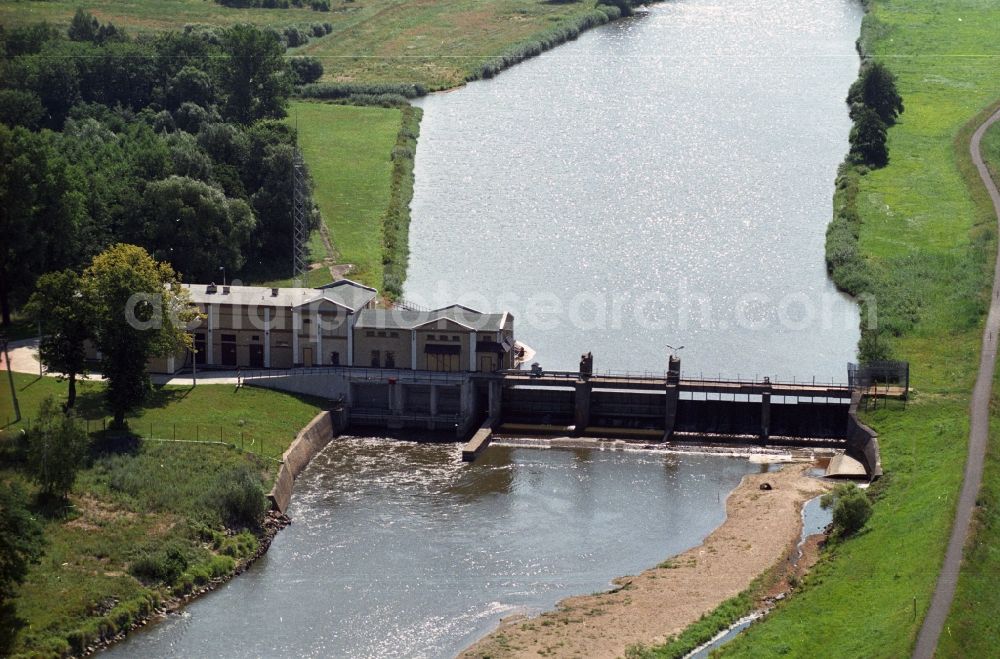 Aerial photograph Forst - Water-regulation by weirs and barrages the Neisse River on the outskirts of Forst in Lusatia in Brandenburg