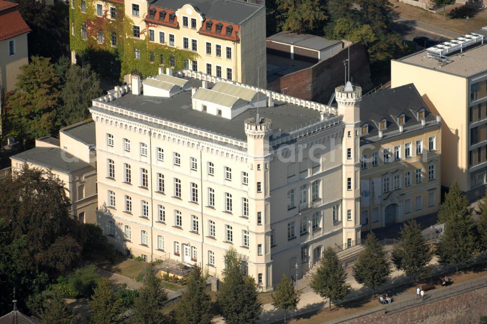 Magdeburg from above - Blick auf das historische Verwaltungsgebäude / Bürogebäude des Wasser- und Schifffahrtsamt Magdeburg. Das Gebäude wurde im Jahr 1842 als Oberpräsidium im Stil des Historismus errichtet. Kontakt: Fürstenwallstraße 19-20, 39104 Magdeburg, Tel. +49(0)391 530-0, Fax -2417