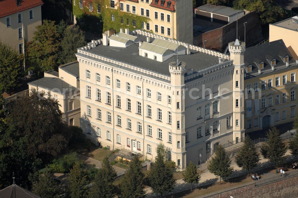 Magdeburg from the bird's eye view: Blick auf das historische Verwaltungsgebäude / Bürogebäude des Wasser- und Schifffahrtsamt Magdeburg. Das Gebäude wurde im Jahr 1842 als Oberpräsidium im Stil des Historismus errichtet. Kontakt: Fürstenwallstraße 19-20, 39104 Magdeburg, Tel. +49(0)391 530-0, Fax -2417