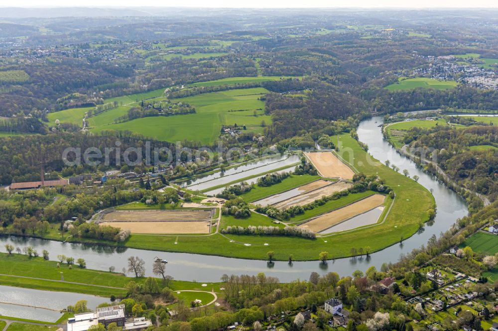 Heven from the bird's eye view: Water production plant of Wasserwerke Westfalen GmbH on Muttentalstrasse on the river Ruhr in Heven in the state of North Rhine-Westphalia, Germany