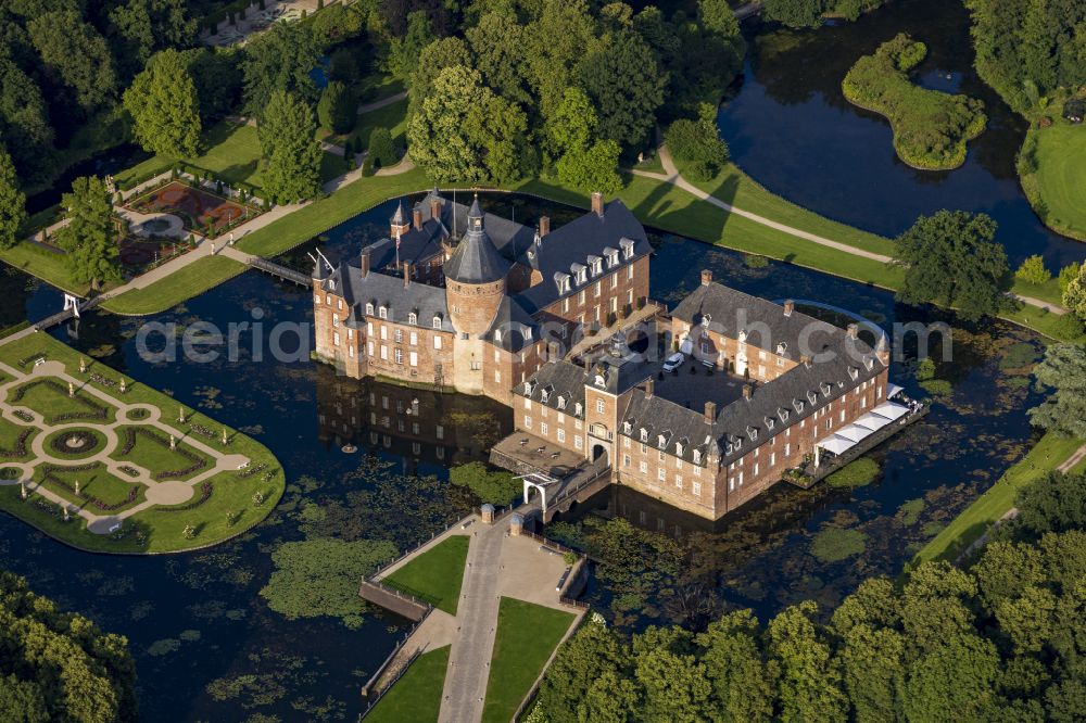 Anholt from above - Building and castle park systems of water castle in the district Anholt in Isselburg in the state North Rhine-Westphalia, Germany