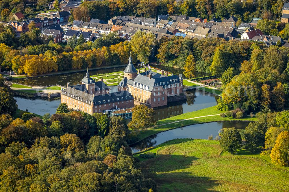 Isselburg from above - Building and castle park systems of water castle in the district Anholt in Isselburg in the state North Rhine-Westphalia, Germany