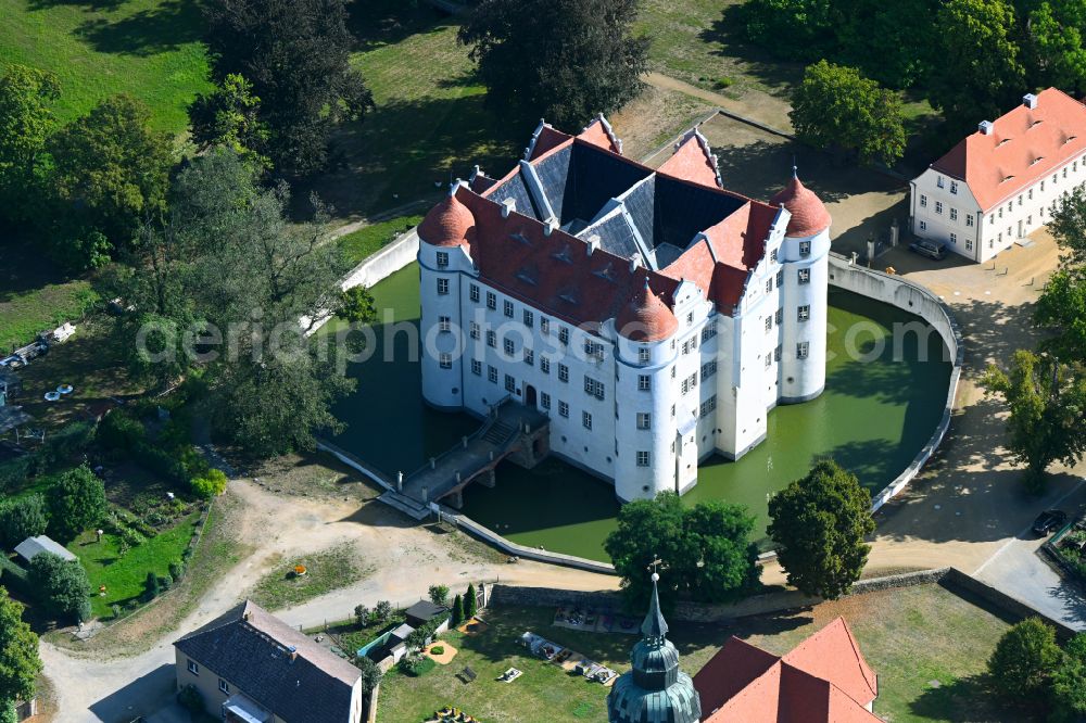 Großkmehlen from above - Building and castle park systems of water castle in Grosskmehlen in the state Brandenburg, Germany