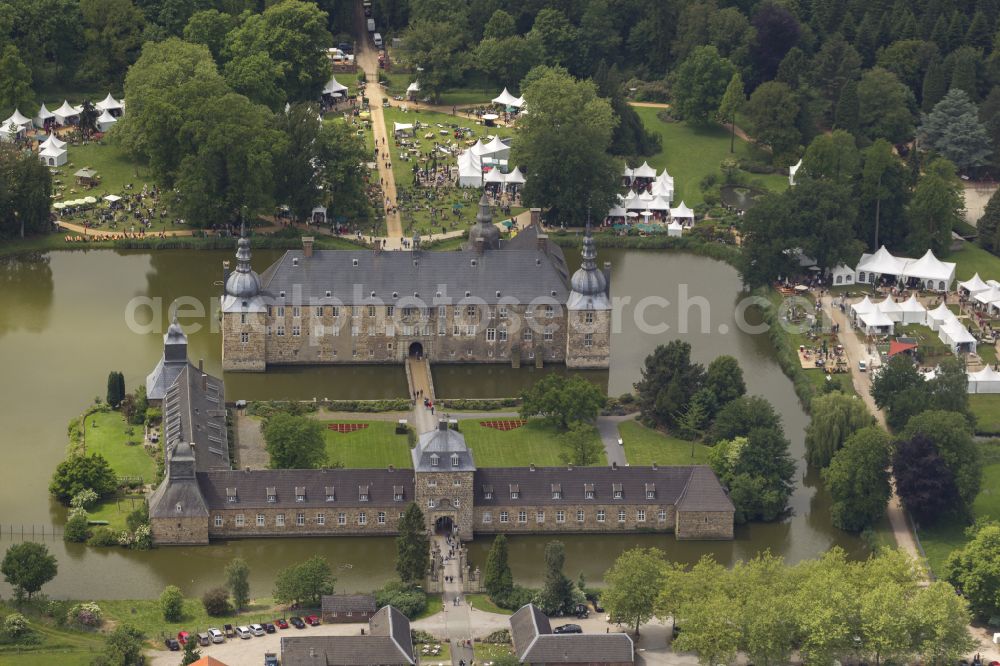 Lembeck from above - Building and castle park systems of water castle in Lembeck at Ruhrgebiet in the state North Rhine-Westphalia, Germany