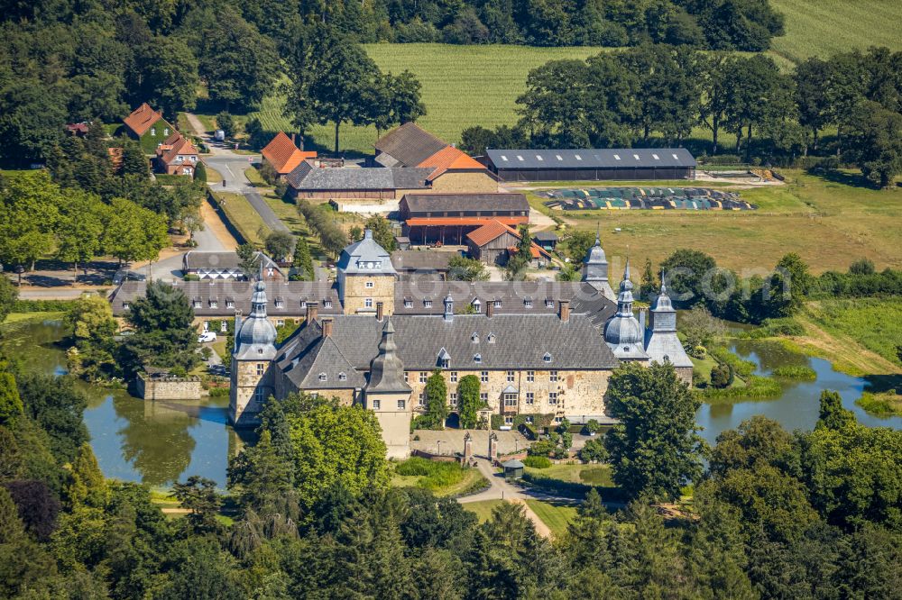 Lembeck from above - Building and castle park systems of water castle in Lembeck at Ruhrgebiet in the state North Rhine-Westphalia, Germany